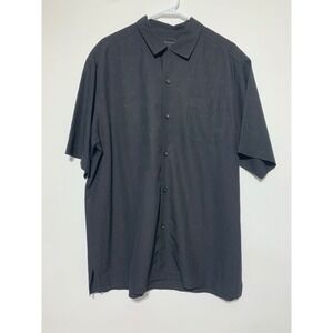 Tommy Bahama Men Size L Black Original Fit Silk Short Sleeve Button Front Shirt
